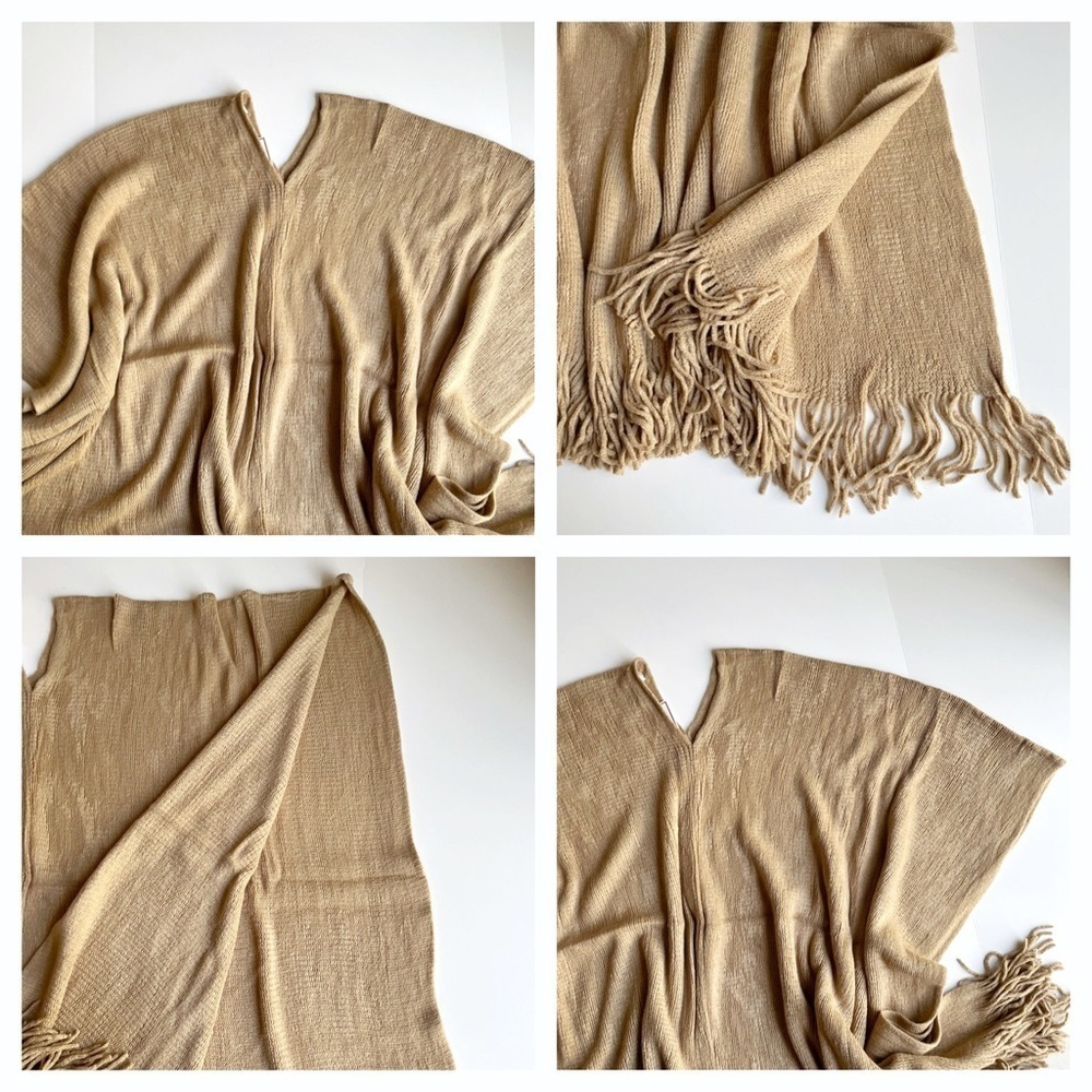 Shiraleah Rowan Camel Fringe Poncho One Size NWT Curateur Rachel Zoe - Picture 8 of 11